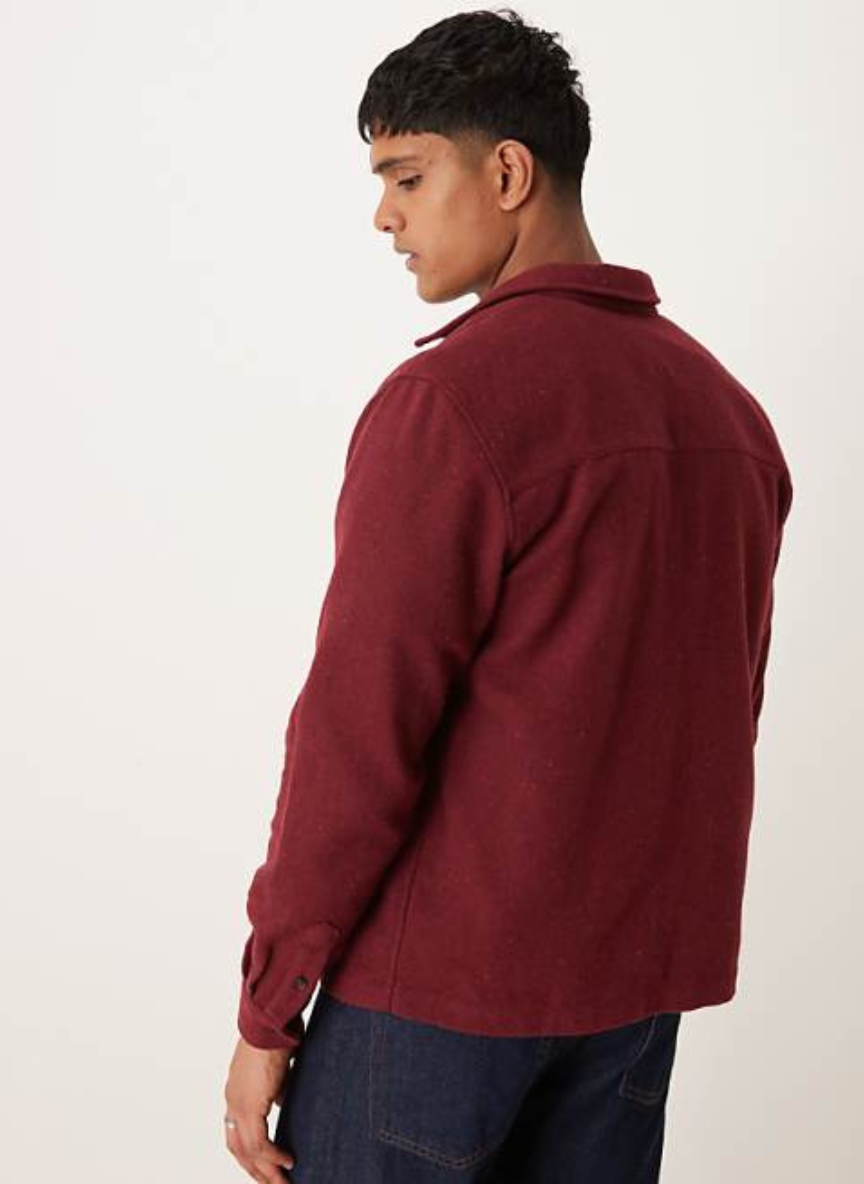 ASOS DESIGN - brushed overshirt in burgundy
