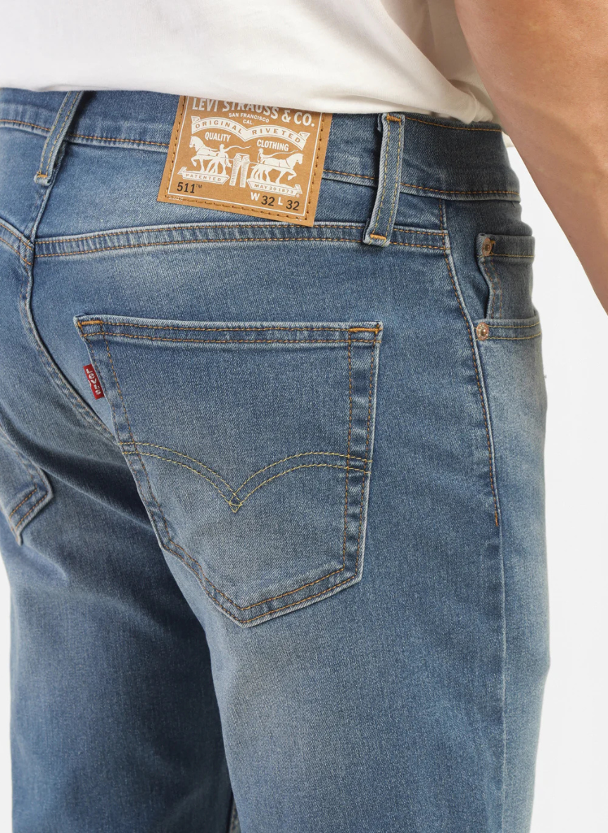 Levis - Men's 511 Blue Slim Fit Mid Rise Jeans