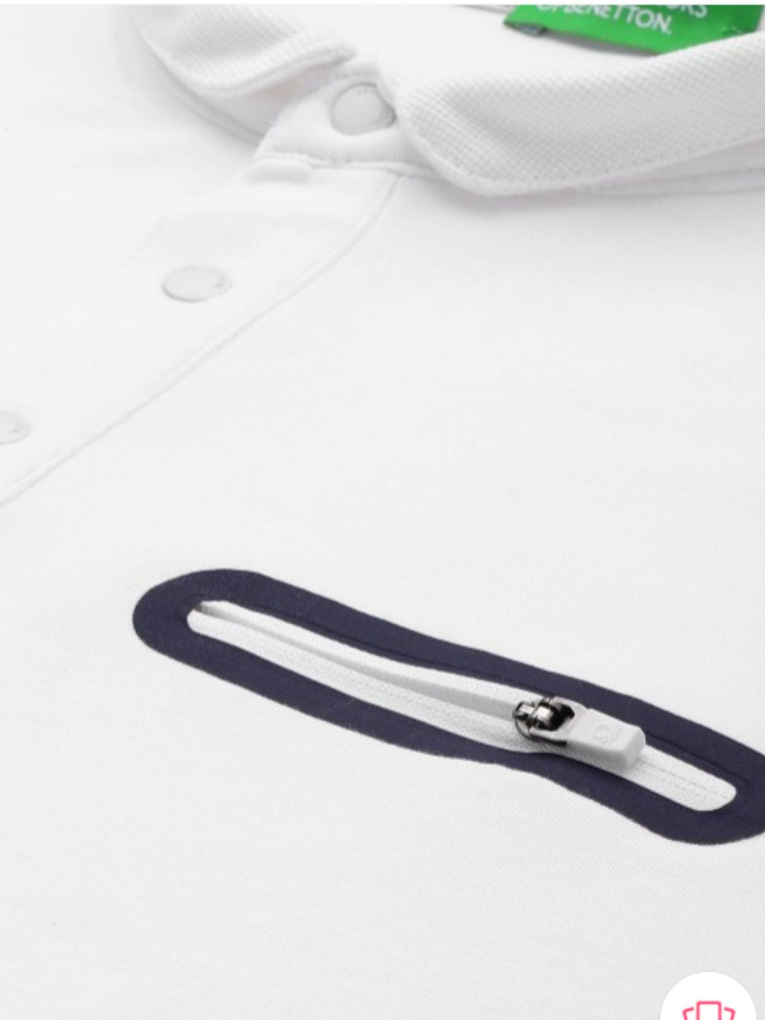United Colors of Benetton - Mandarin Collar Pure Cotton T-shirt