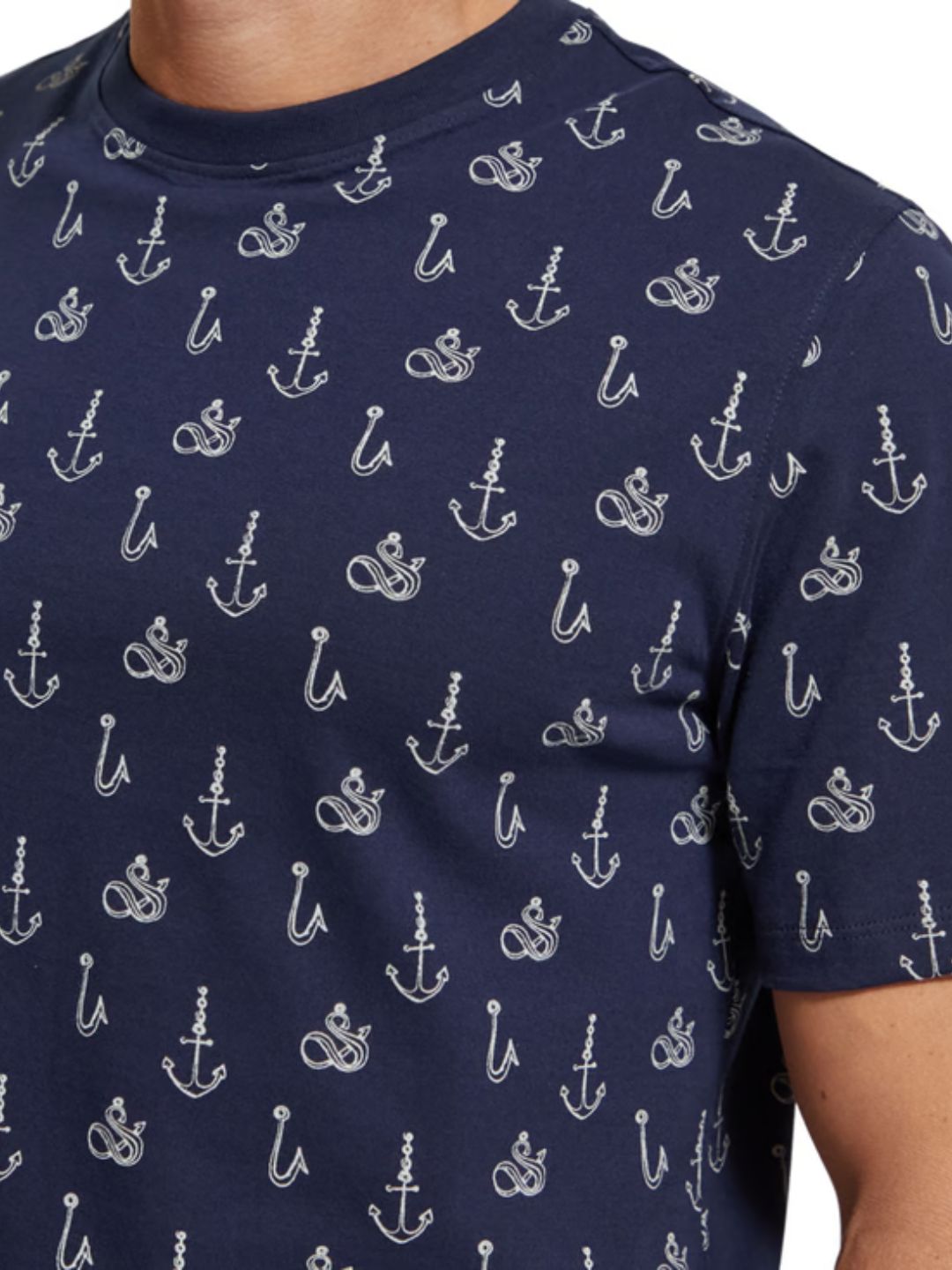 Scotch & Soda - Navy Blue Printed Regular Fit T-Shirt