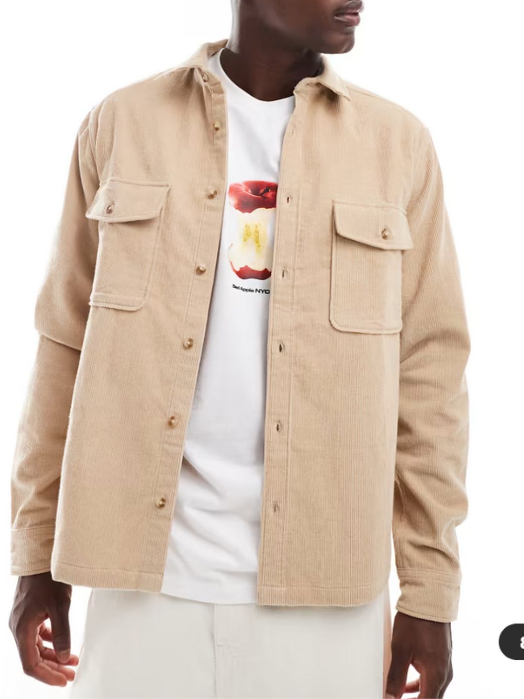 ASOS DESIGN - cord overshirt in ecru