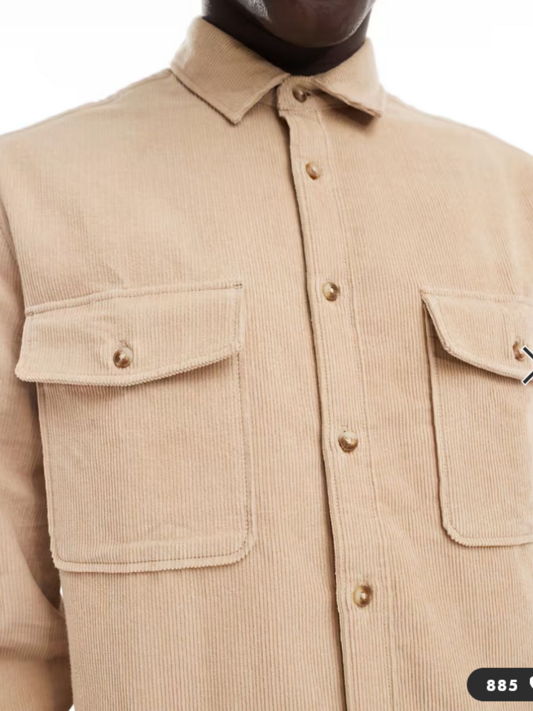 ASOS DESIGN - cord overshirt in ecru