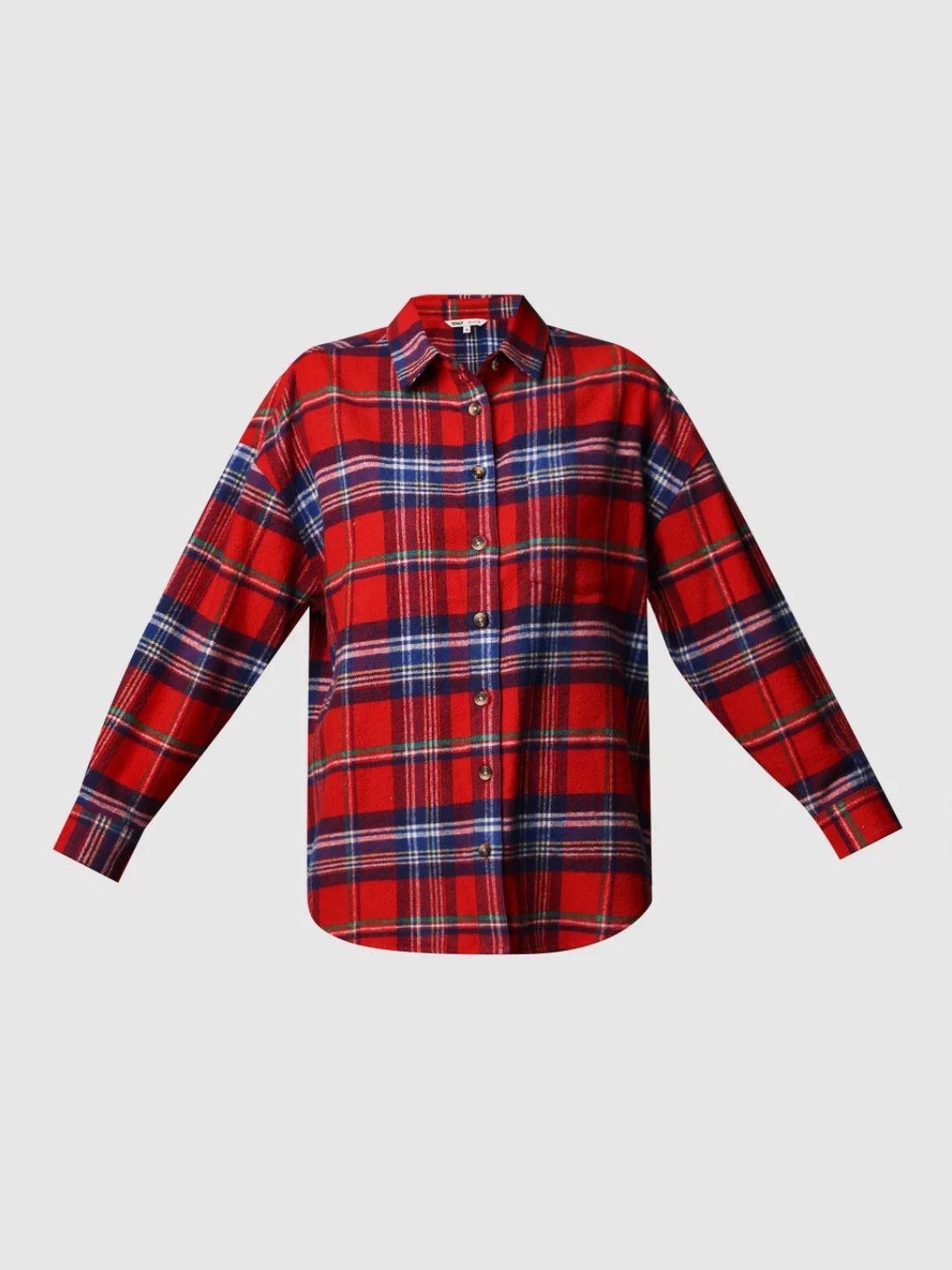 Only - Red Flannel Check Oversized Shirt