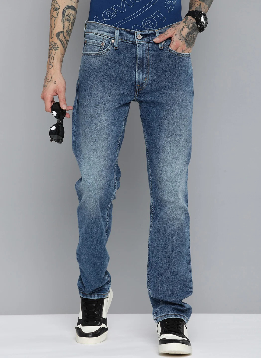 Levis - Men's 511 Blue Slim Fit Mid Rise Jeans