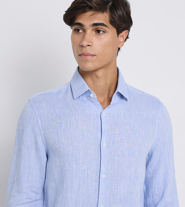 Calvin Klein - Solid Slim Fit Linen Shirt