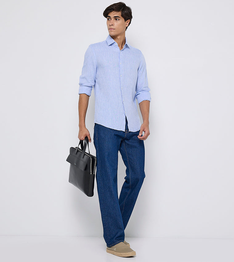Calvin Klein - Solid Slim Fit Linen Shirt