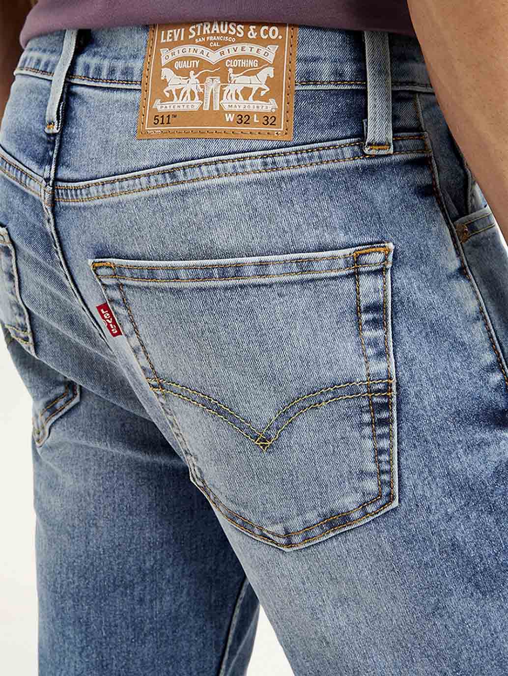 Levis - Men's 511 Blue Slim Fit Mid Rise Jeans