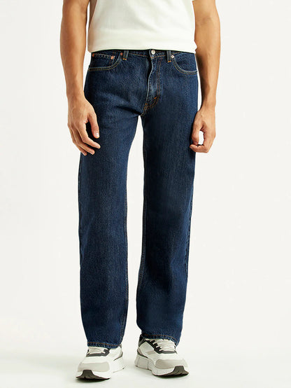 Levis - Men's 555 Navy Relaxed Straight Fit Mid Rise Jeans