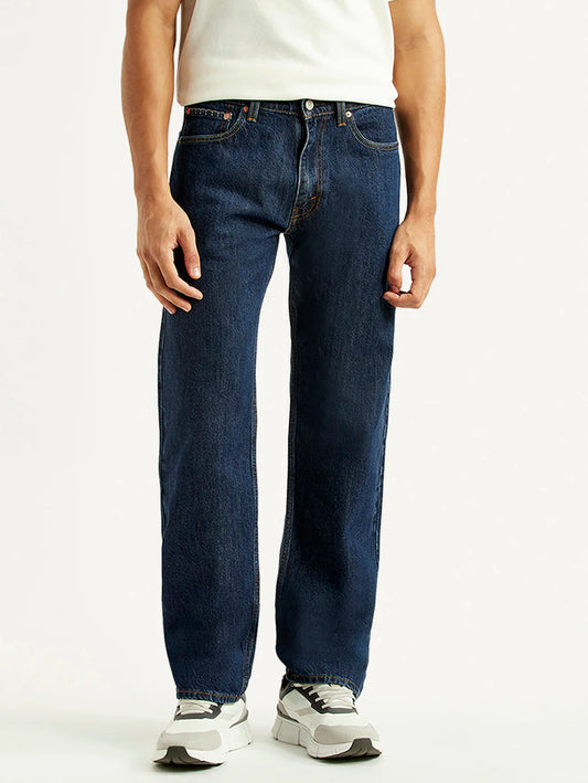 Levis - Men's 555 Navy Relaxed Straight Fit Mid Rise Jeans