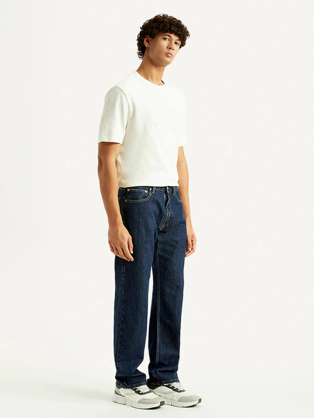 Levis - Men's 555 Navy Relaxed Straight Fit Mid Rise Jeans
