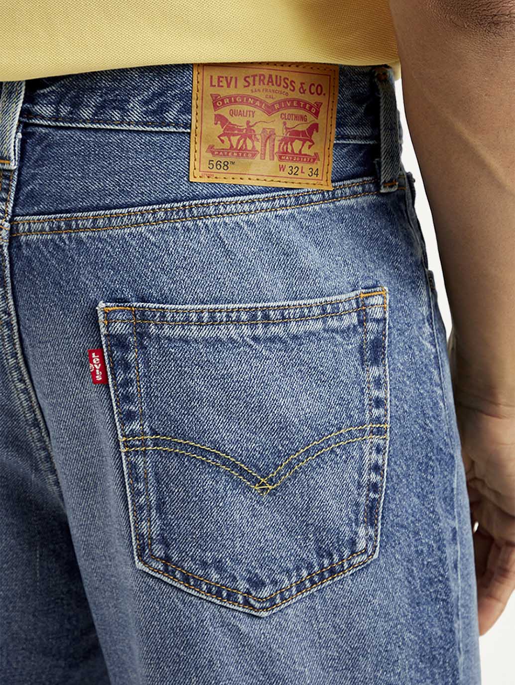 Levis - Men's 568 Blue Loose Fit Mid Rise Jeans