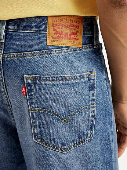 Levis - Men's 568 Blue Loose Fit Mid Rise Jeans