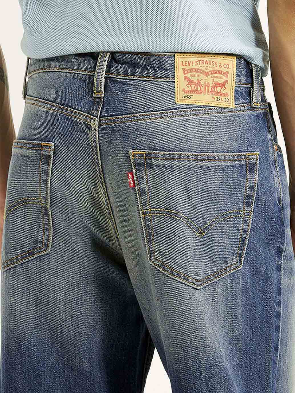 Levis - Men's 568 Blue Baggy Fit Mid Rise Jeans