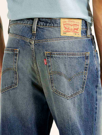Levis - Men's 568 Blue Baggy Fit Mid Rise Jeans