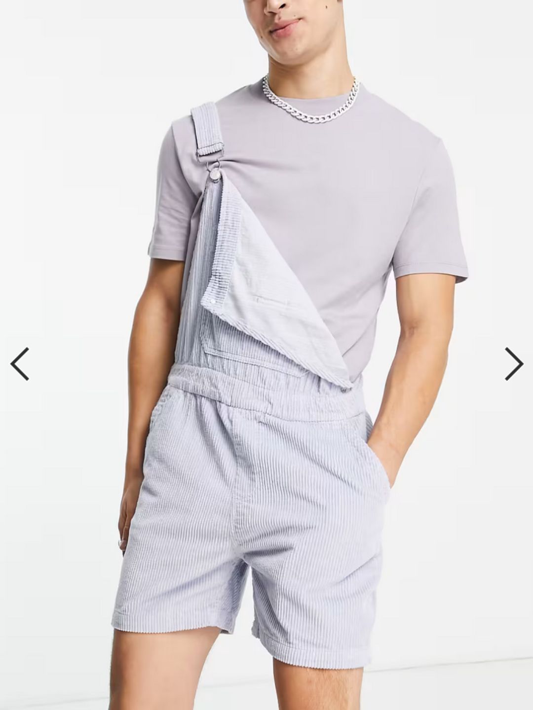 ASOS DESIGN - relaxed short dungarees in pastel blue cord