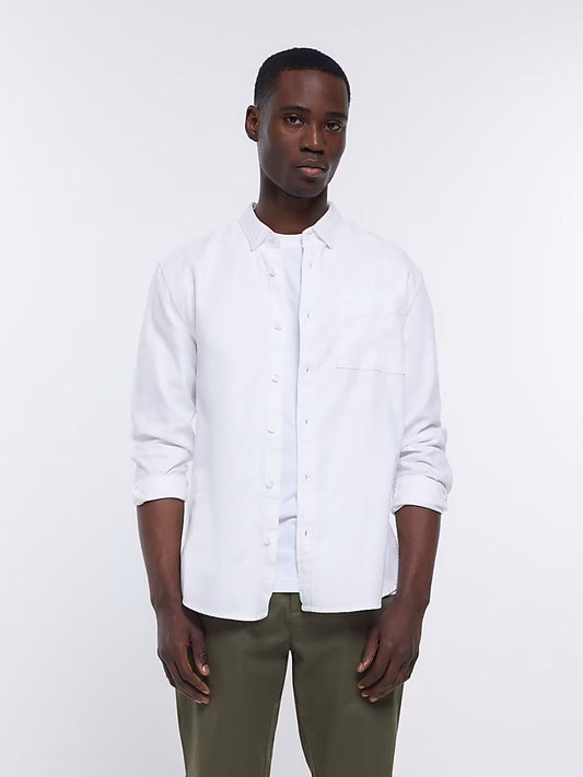 River Island - White regular fit twill lyocell shirt