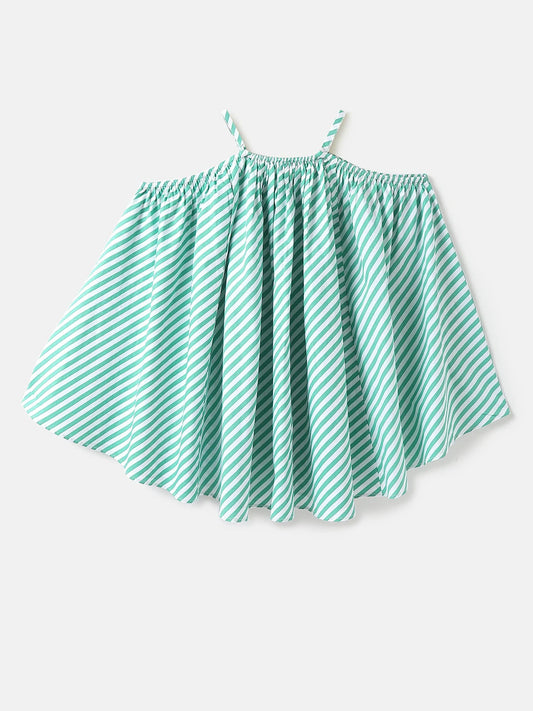 United Colors of Benetton - Striped A-Line Cotton Dress