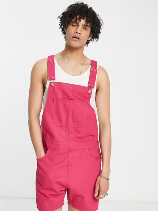 ASOS DESIGN - short denim overalls in pink