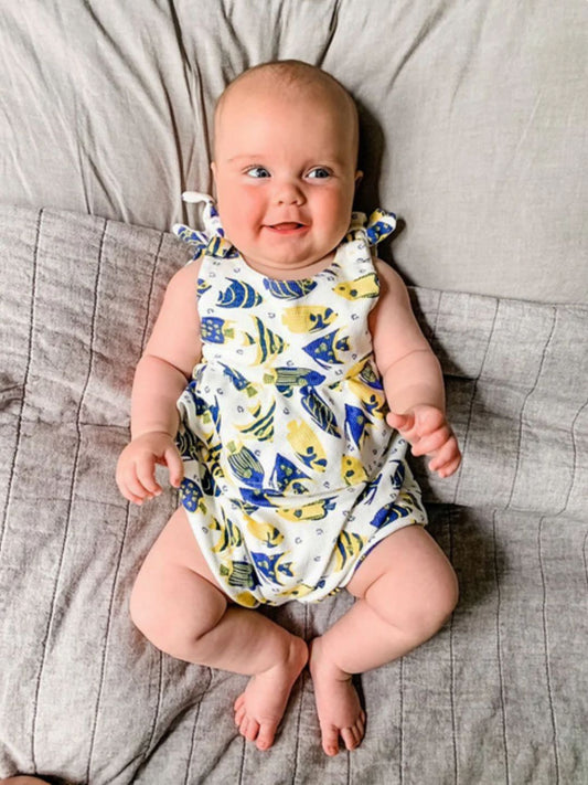 Oliver and Rain - Angel Fish Print Tank Style Romper