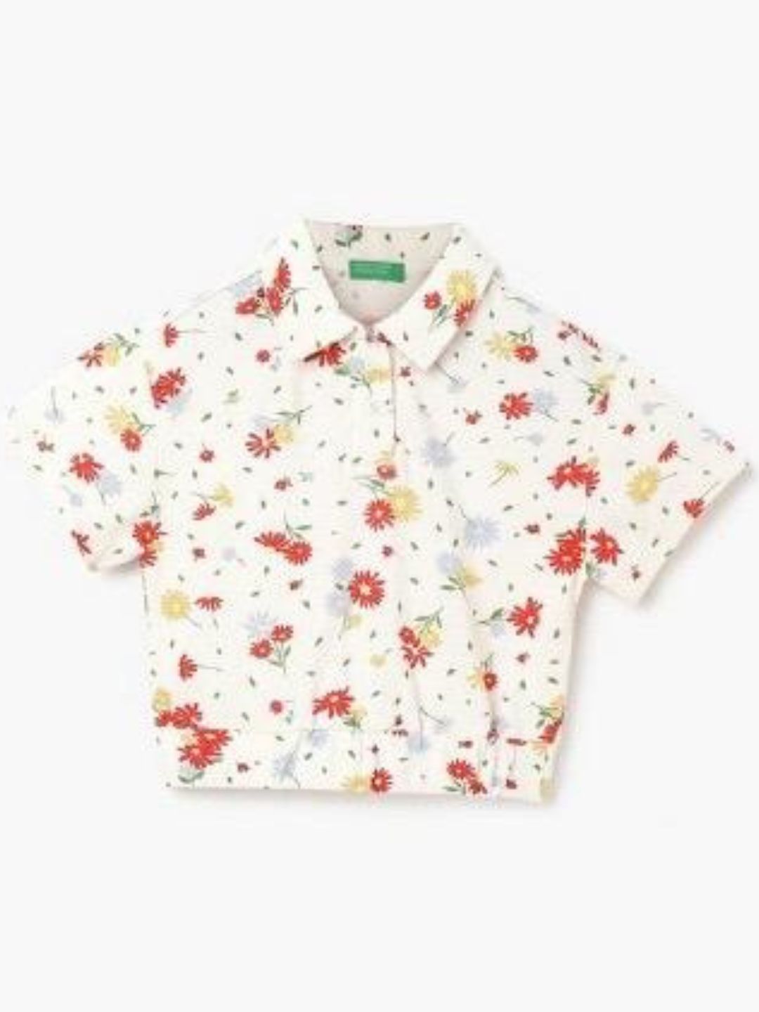 United Colors of Benetton - Floral Print Cotton Shirt Style Top