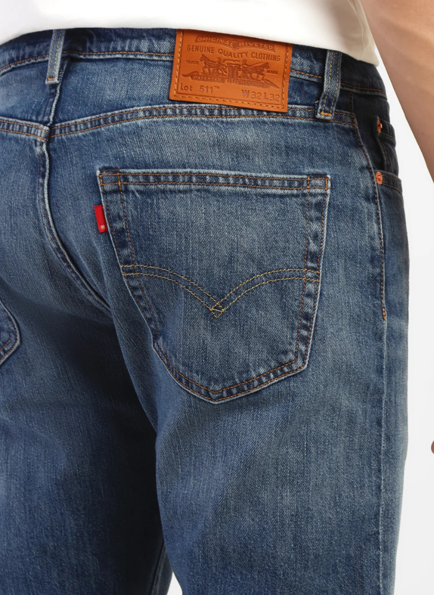 Levis - Men's 511 Blue Slim Fit Mid Rise Jeans