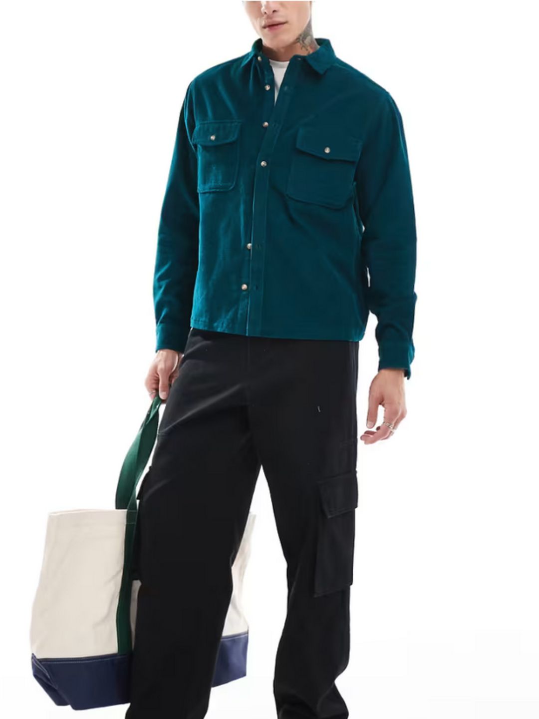 ASOS DESIGN - cord overshirt in teal