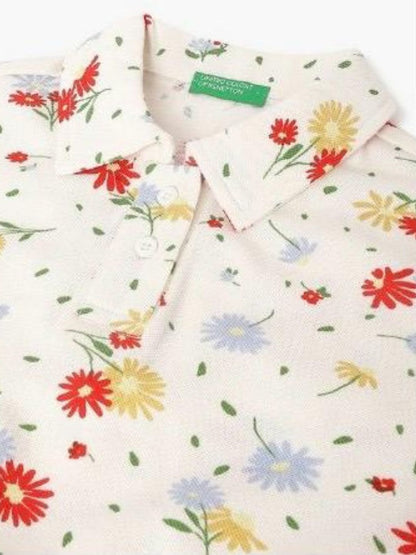 United Colors of Benetton - Floral Print Cotton Shirt Style Top