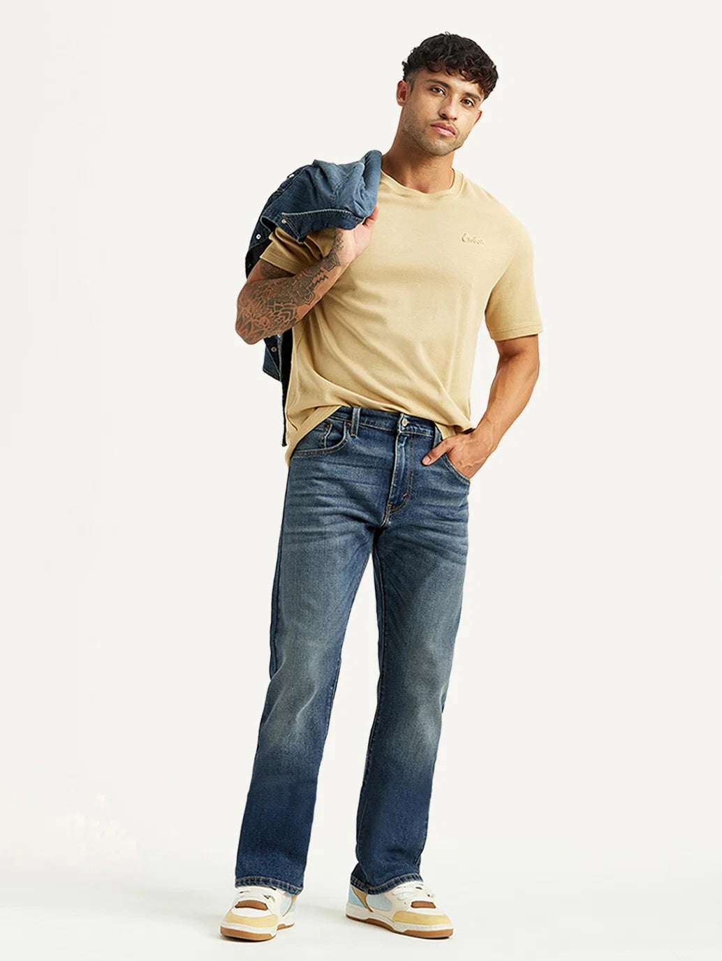 Levis - Men's Tinted 517 Blue Bootcut Mid Rise Jeans