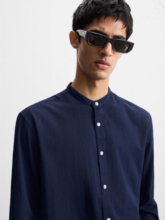 Zara - CREASED-EFFECT SHIRT - DARK BLUE