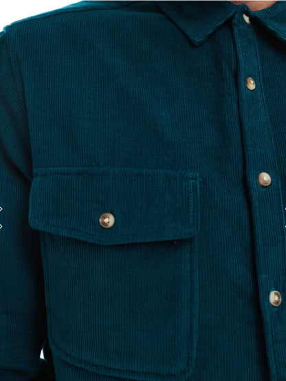 ASOS DESIGN - cord overshirt in teal