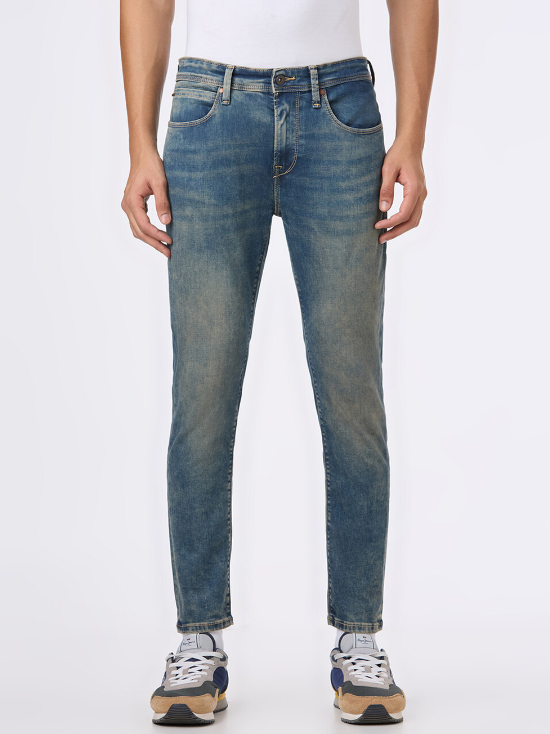 Pepe Jeans - Men Blue Mid Rise Skinny Fit Powerflex Jeans