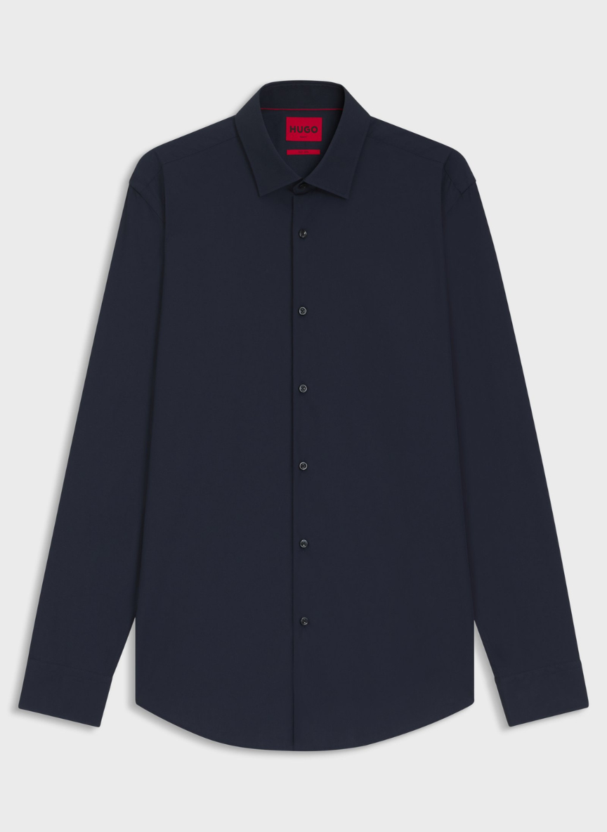 HUGO  - Slim-fit shirt in easy-iron cotton poplin