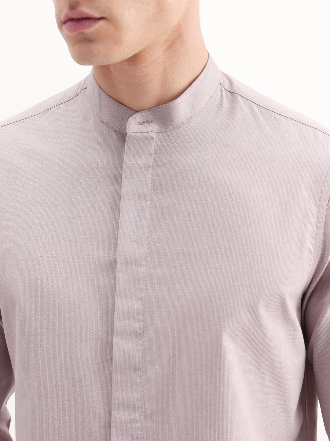 Rare Rabbit -  MANDARIN COLLAR REGULAR FIT DOBBY SHIRT CADMI-25 - PINK