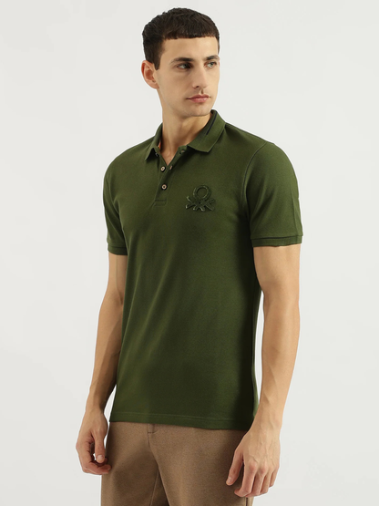 United Colors of Benetton - Men Solid Polo Collar Cotton T-shirt