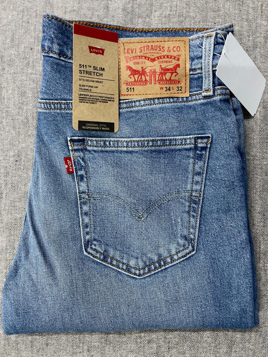 Levis - Men's 511 Slim Fit Mid Rise Jeans - Length 32