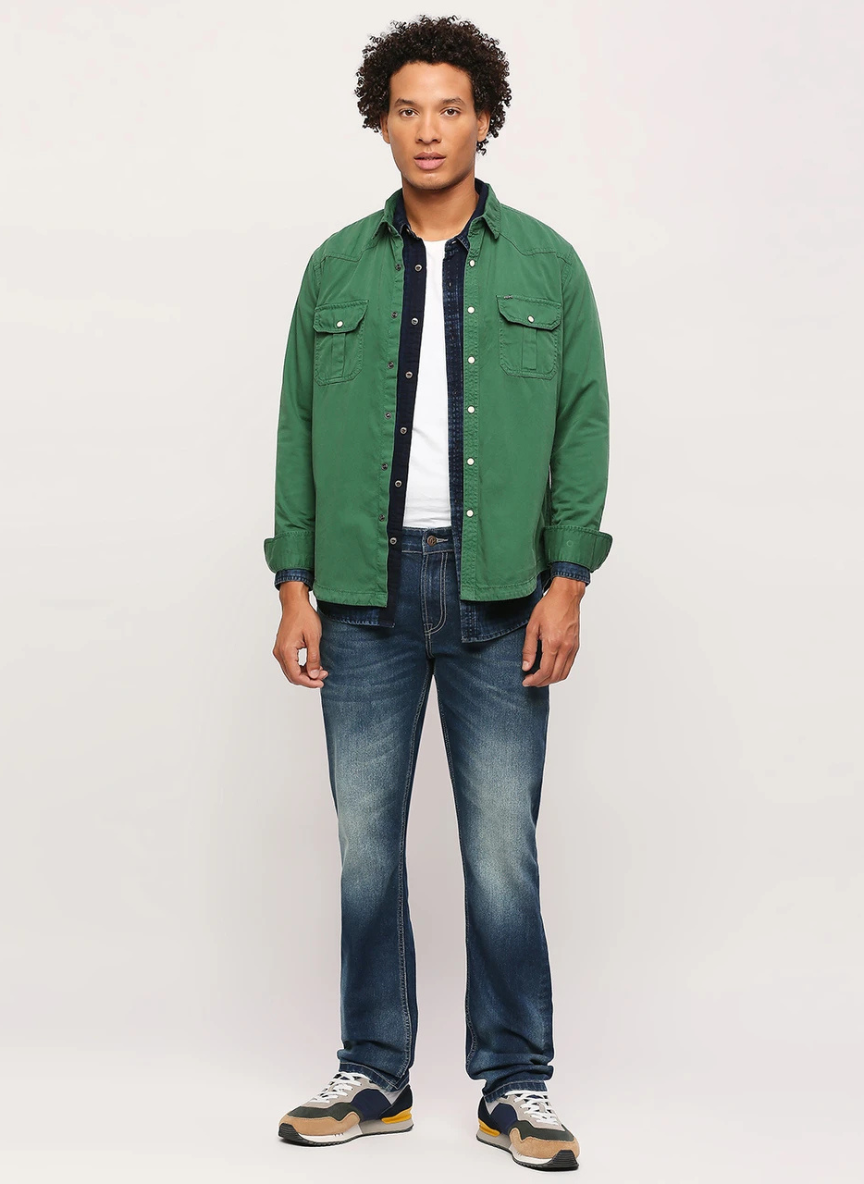 Pepe Jeans - Men Regular Fit Solid Spread Collar Casual Shirt