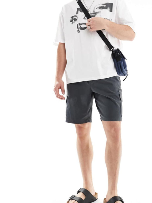 ASOS DESIGN - cargo short in regular length in charcoal
