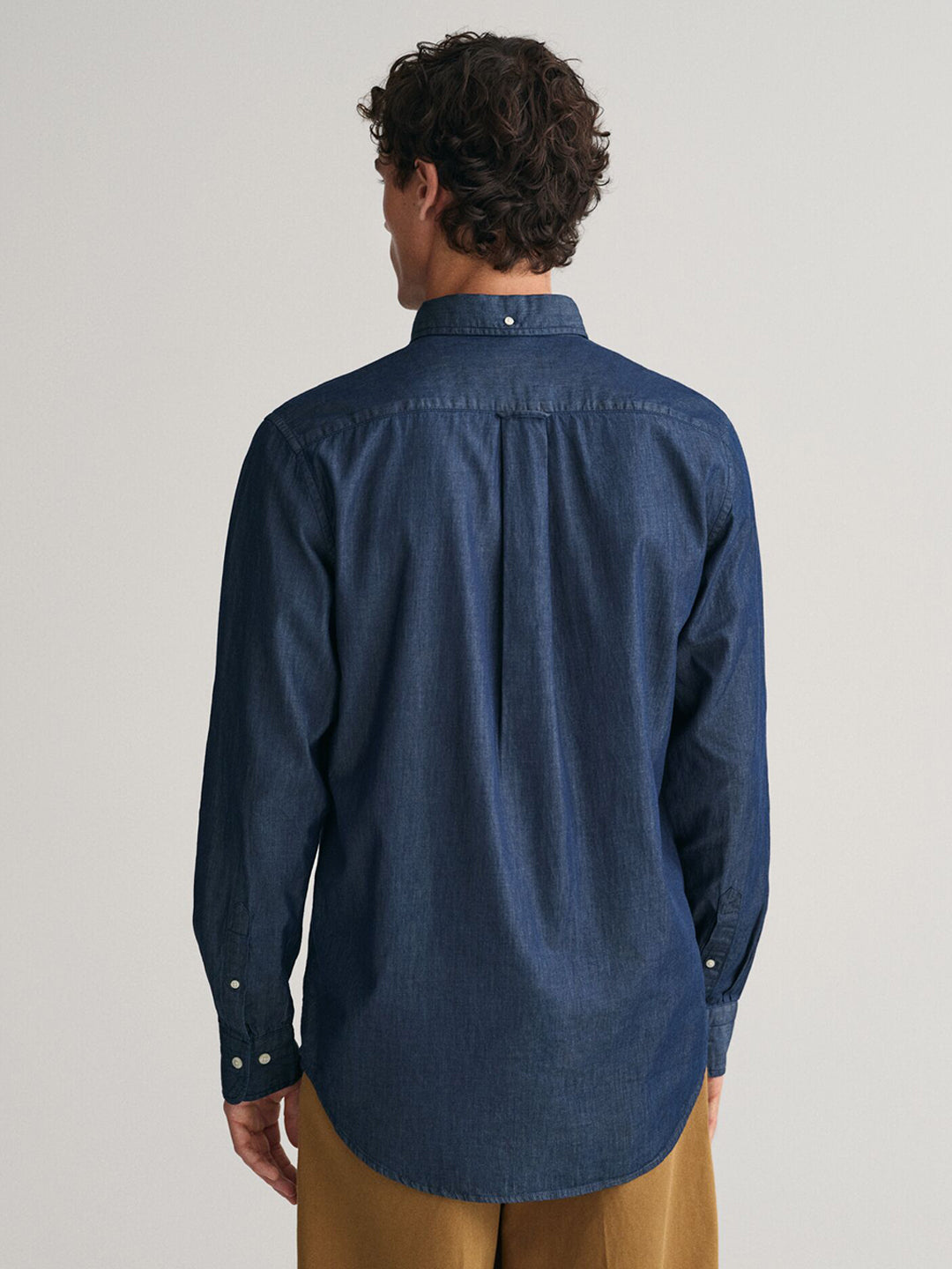 Gant - men blue solid button-down collar full sleeves shirt