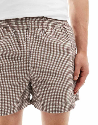 ASOS DESIGN - shorts in brown micro gingham check