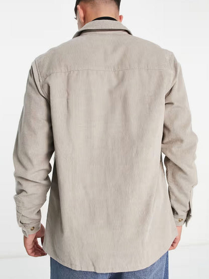 ASOS DESIGN - cord overshirt in mushroom