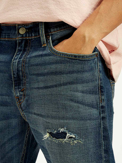 Levis - Men's 513 Med Indigo Slim Straight Fit Mid Rise Jeans