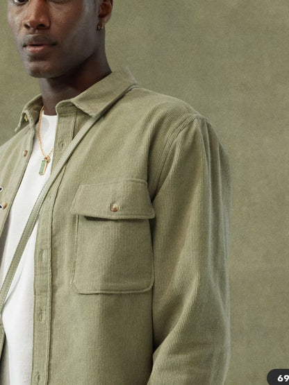 ASOS DESIGN - cord overshirt in khaki