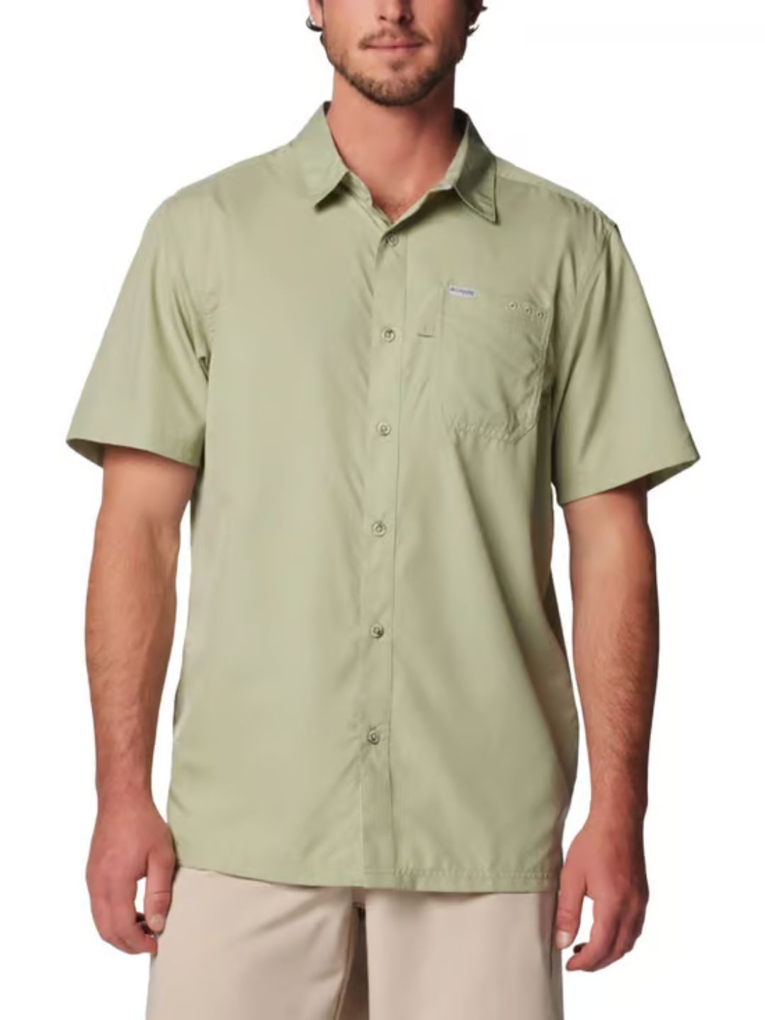 COLUMBIA - Mens Green Omni-Shade Slack Tide Camp Short Sleeve Shirt