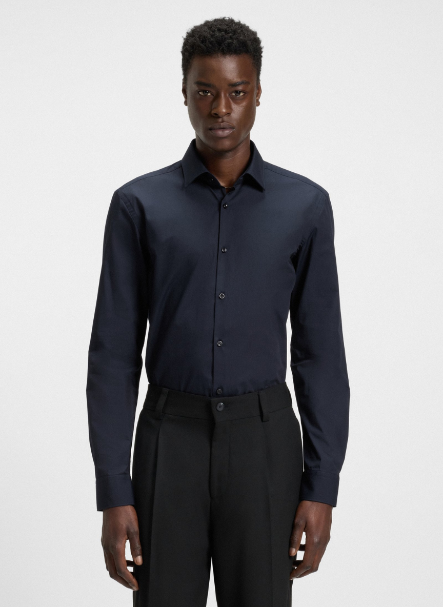 HUGO  - Slim-fit shirt in easy-iron cotton poplin
