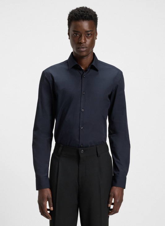 HUGO  - Slim-fit shirt in easy-iron cotton poplin