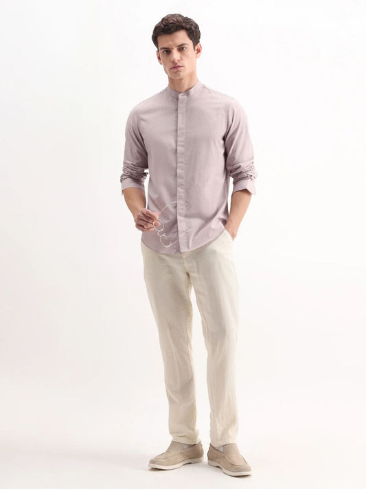 Rare Rabbit -  MANDARIN COLLAR REGULAR FIT DOBBY SHIRT CADMI-25 - PINK