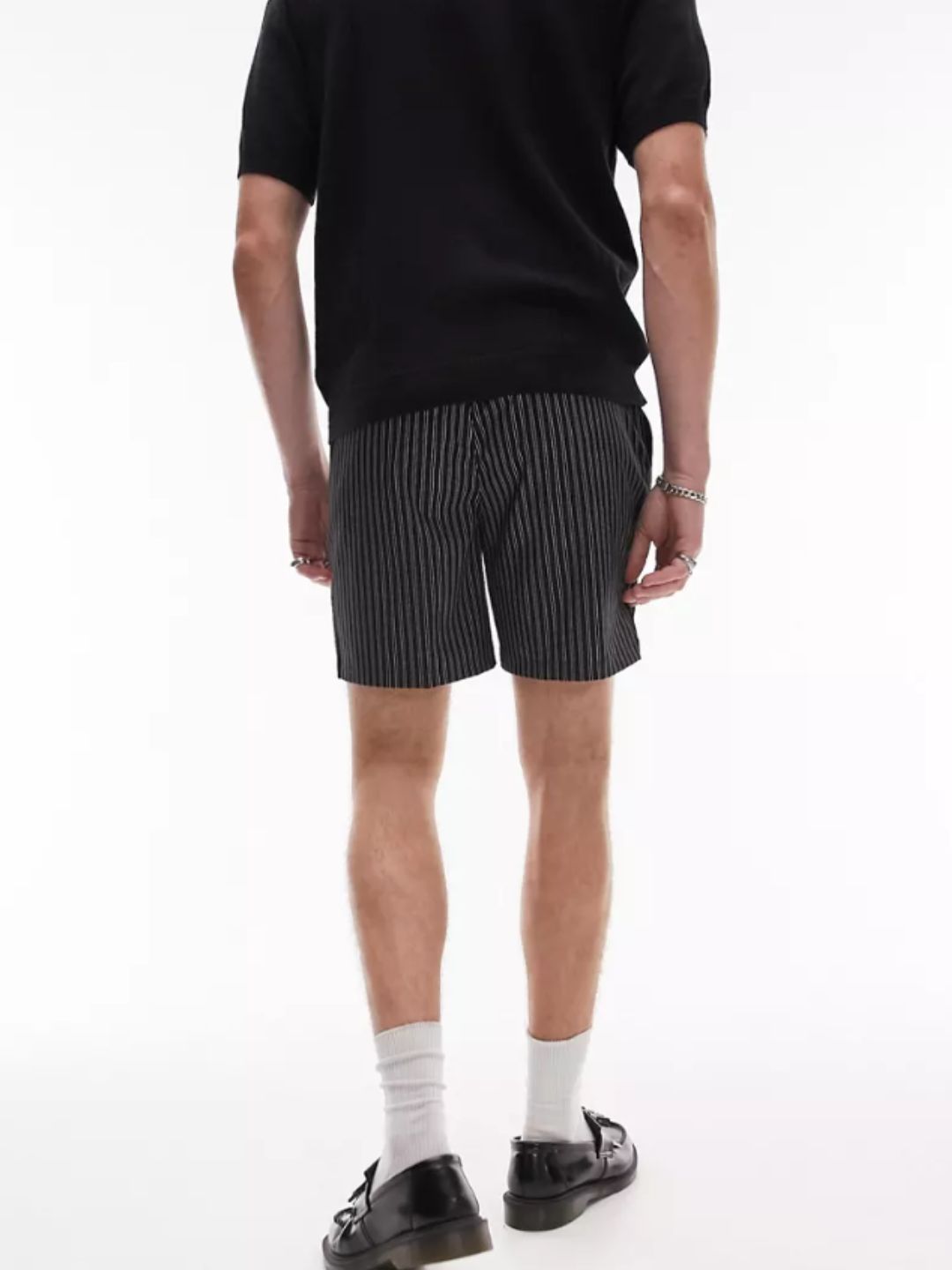 Topman- Black Pinstripe smart shorts