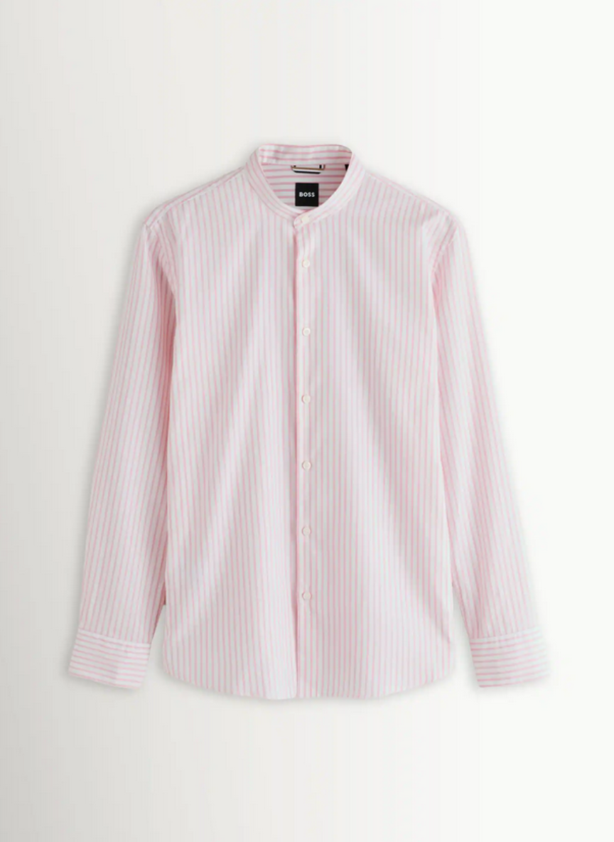 BOSS - Pink Hank Slim-Fit Stretch Shirt