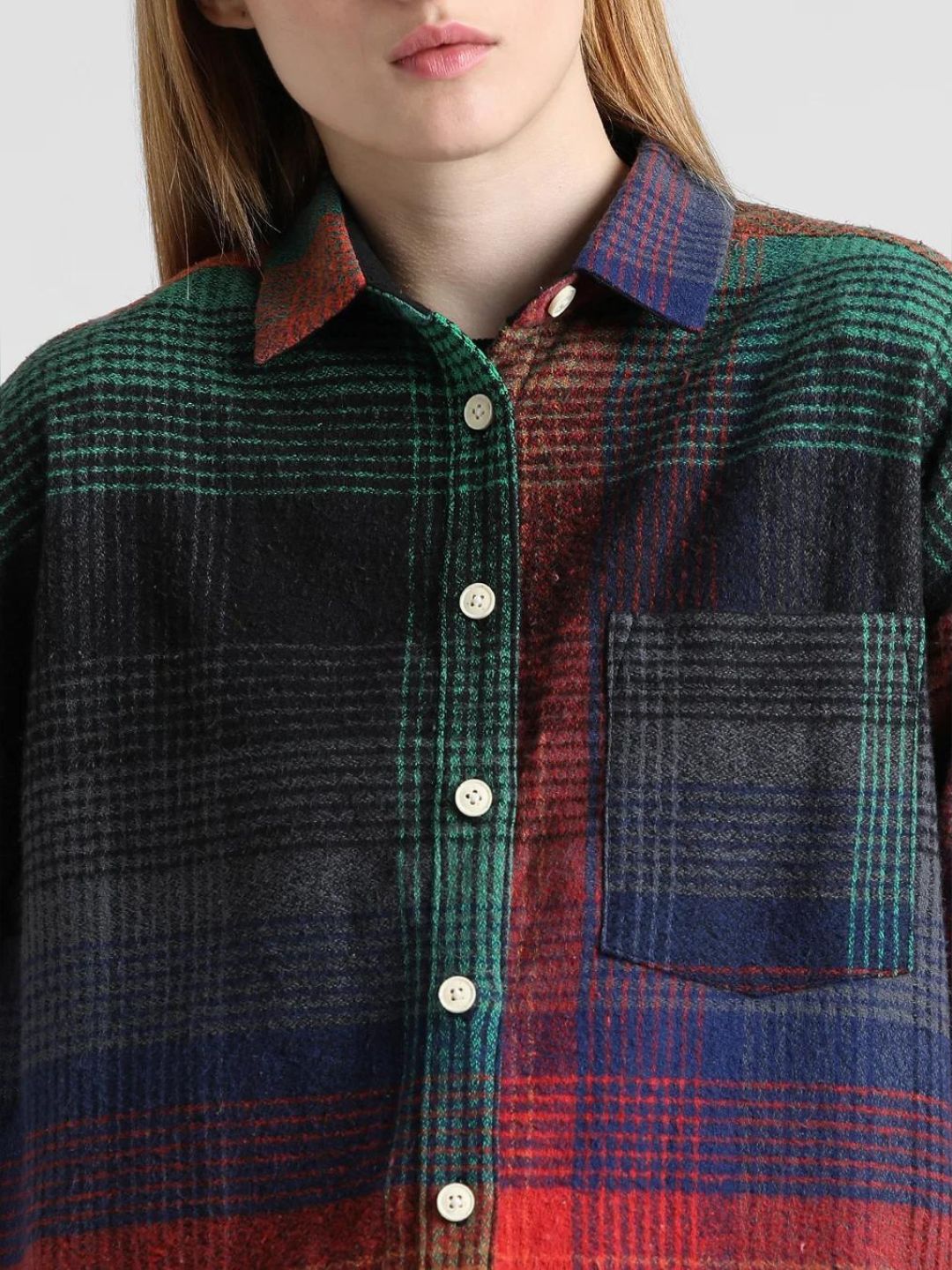 ONLY - Multi Colour Check Oversized Overshirt