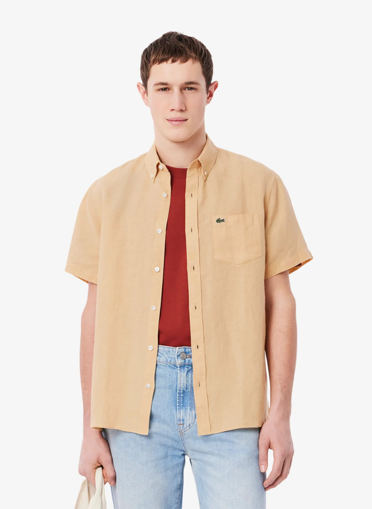 LACOSTE - Short Sleeved Linen Shirt